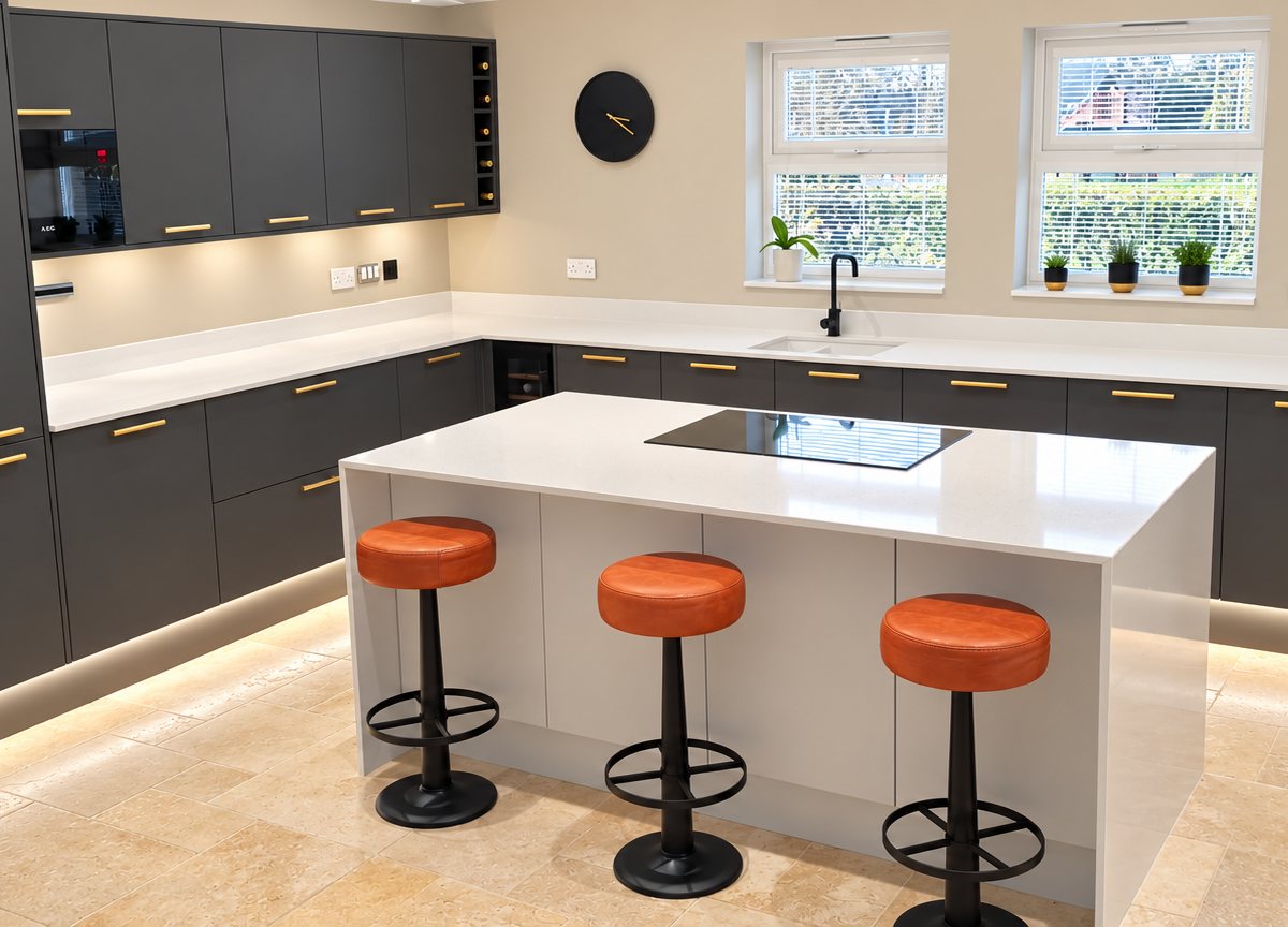 Charcoal kitchen kitchen installed by Cambridge Kitchen Solutions