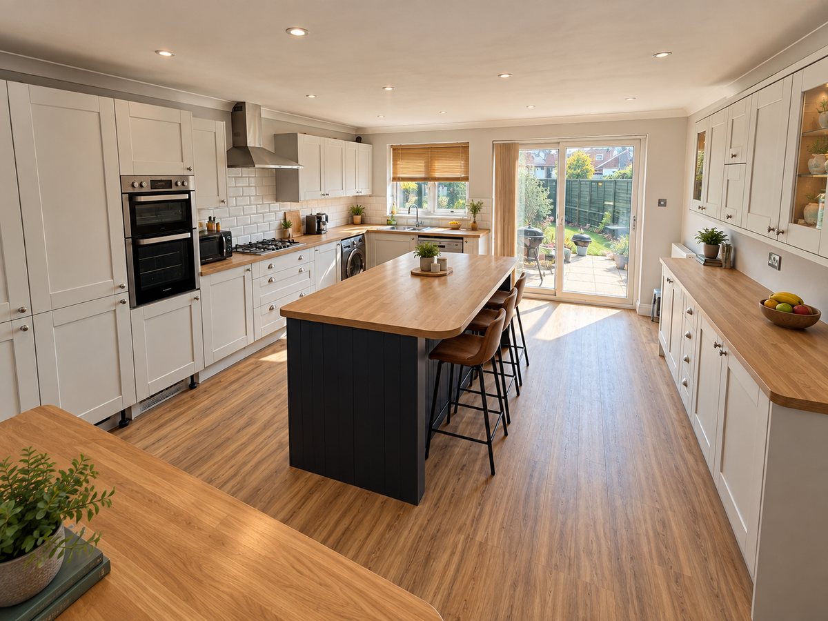 Cream Shaker kitchen installed by Cambridge Kitchen Solutions