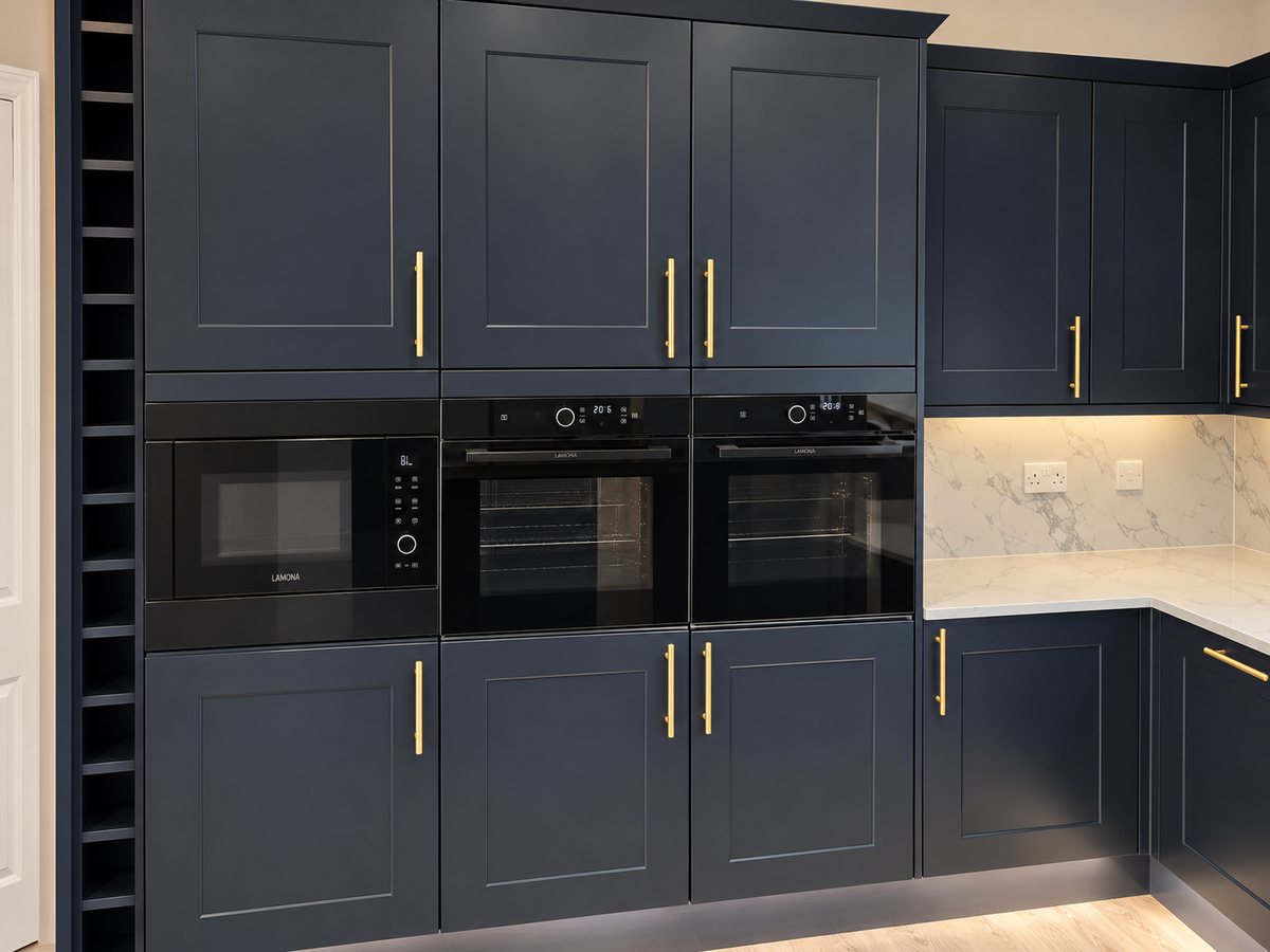 Tall doors and appliance housings from a genuine Cambridge Kitchen Solutions installation.