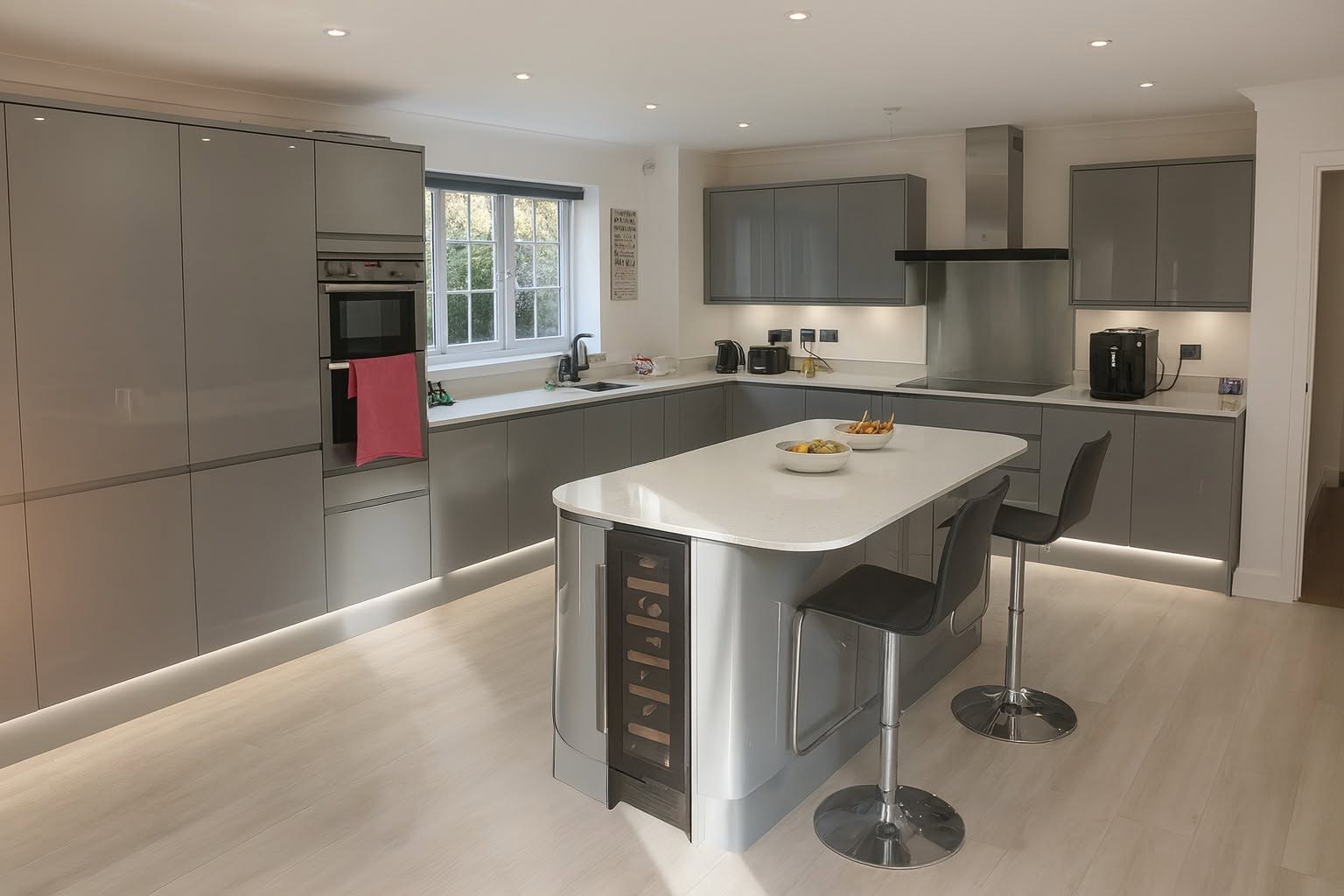 Completed family kitchen with central island